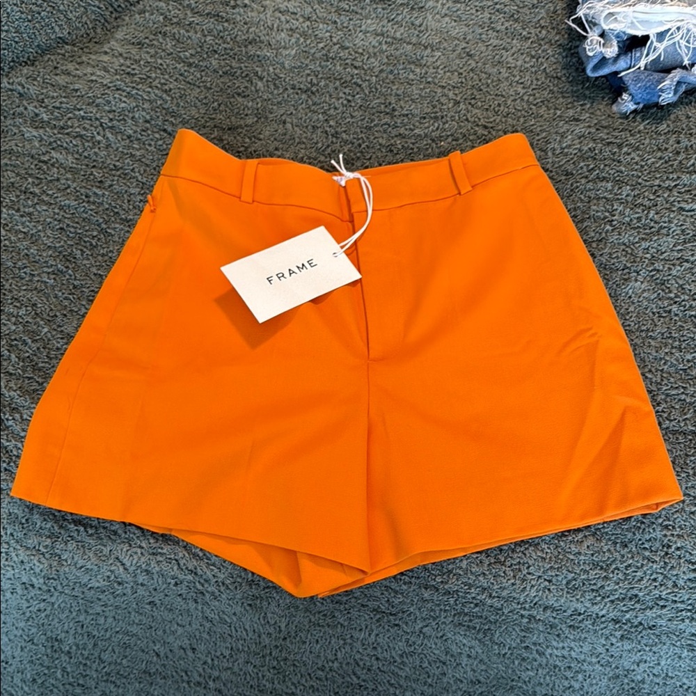 Frame Denim High Waist Orange Shorts